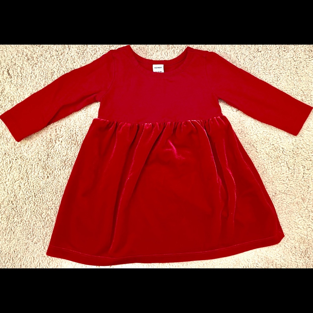 Old Navy baby girls red velvet dress size 6-12 mos
